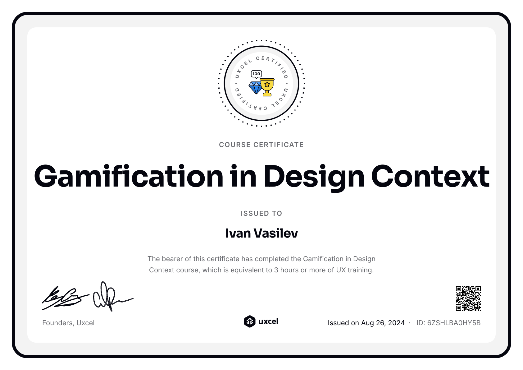 Ivan Vasilev's certificate